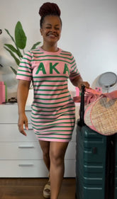 Pink and Green Striped Dress
