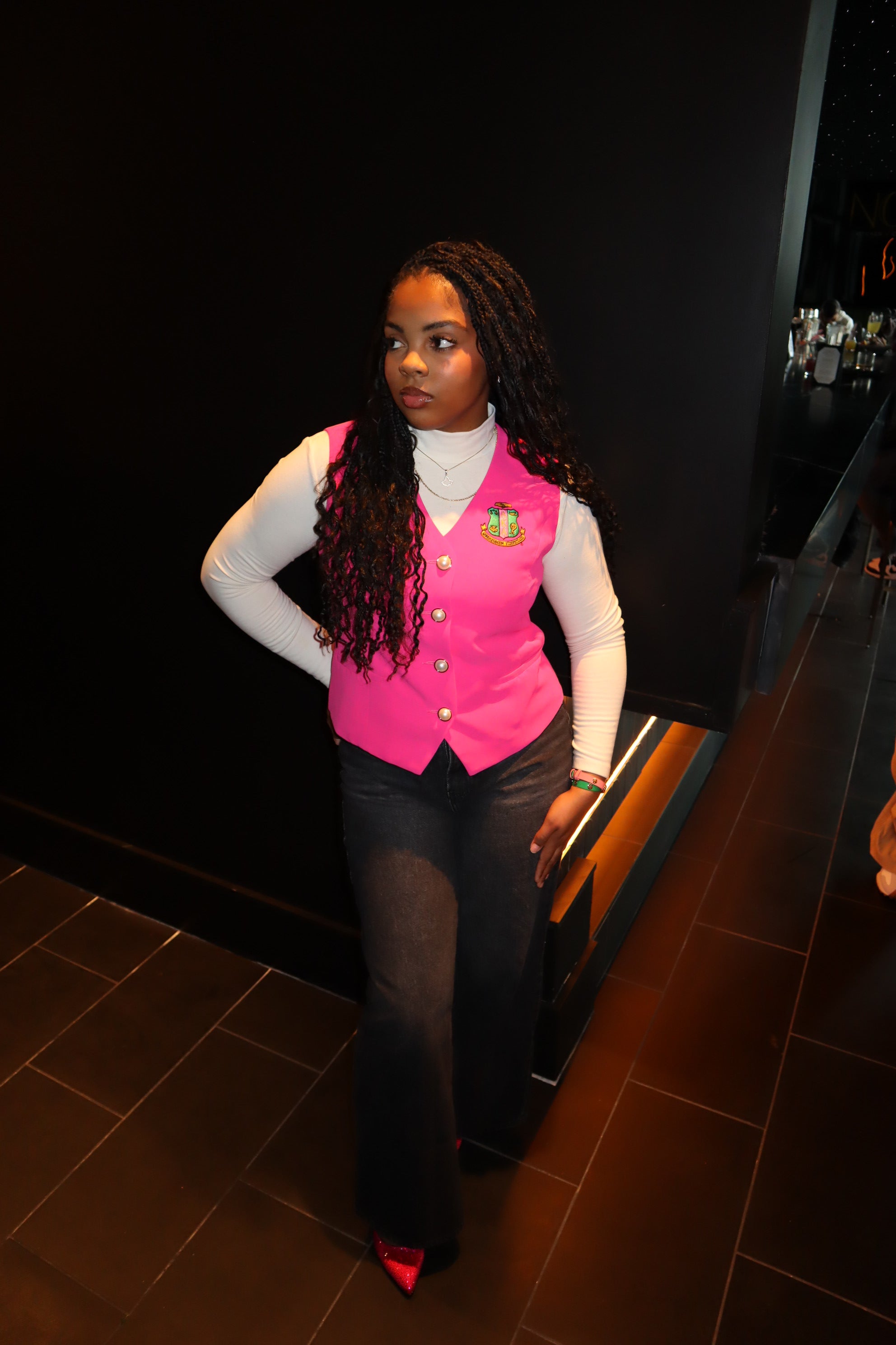 Pink Vest w/Pearl-Button
