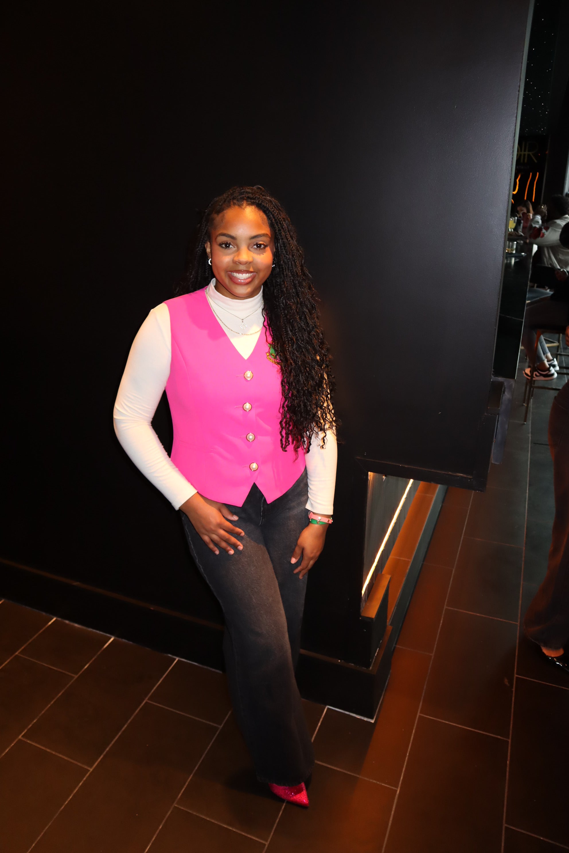 Pink Vest w/Pearl-Button